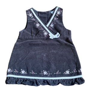 Vintage Y2K Rare Editions Brown and Pink Embroidered Corduroy Dress Size 2T